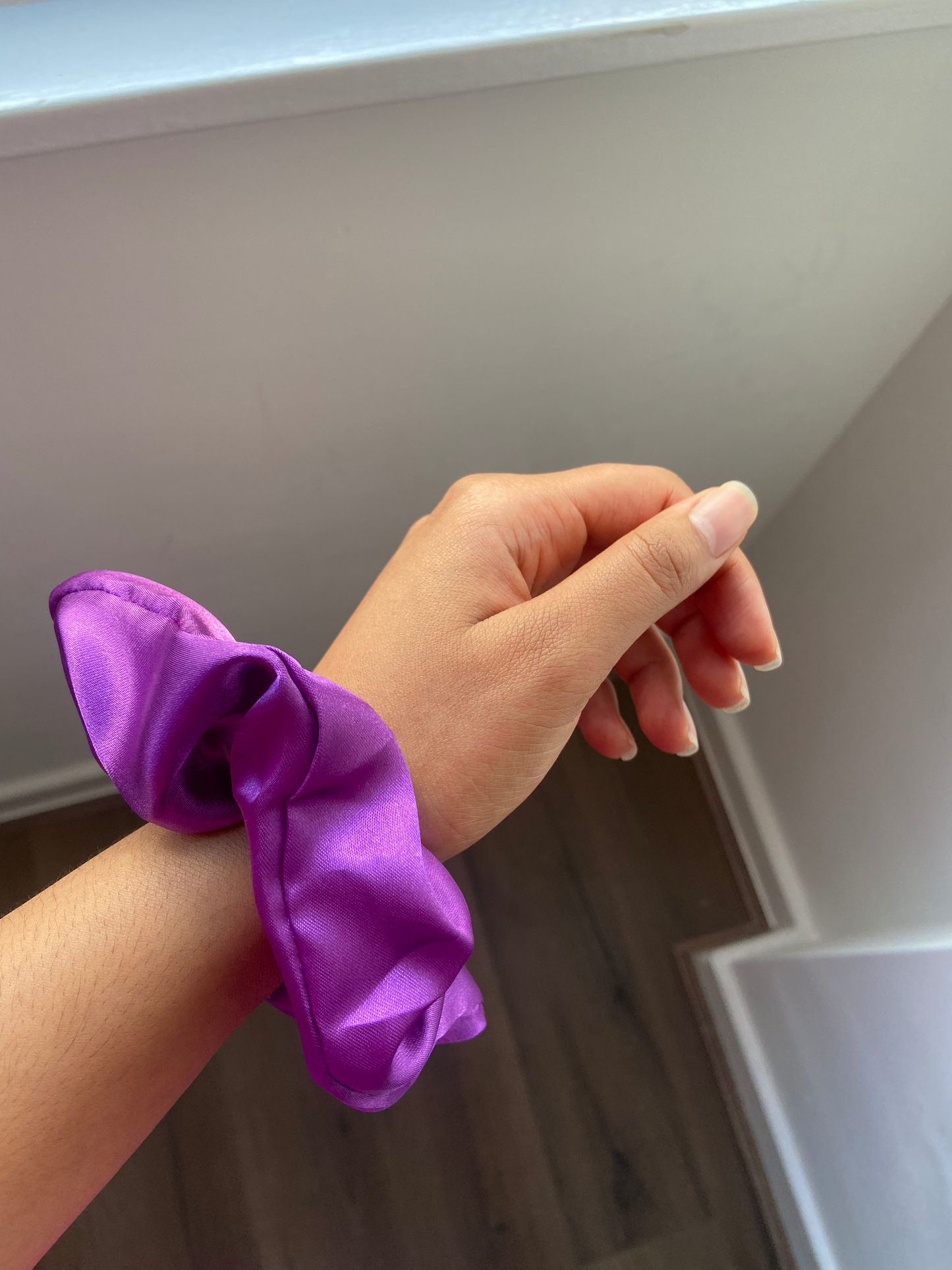 PURPLE SATIN SCRUNCHIE