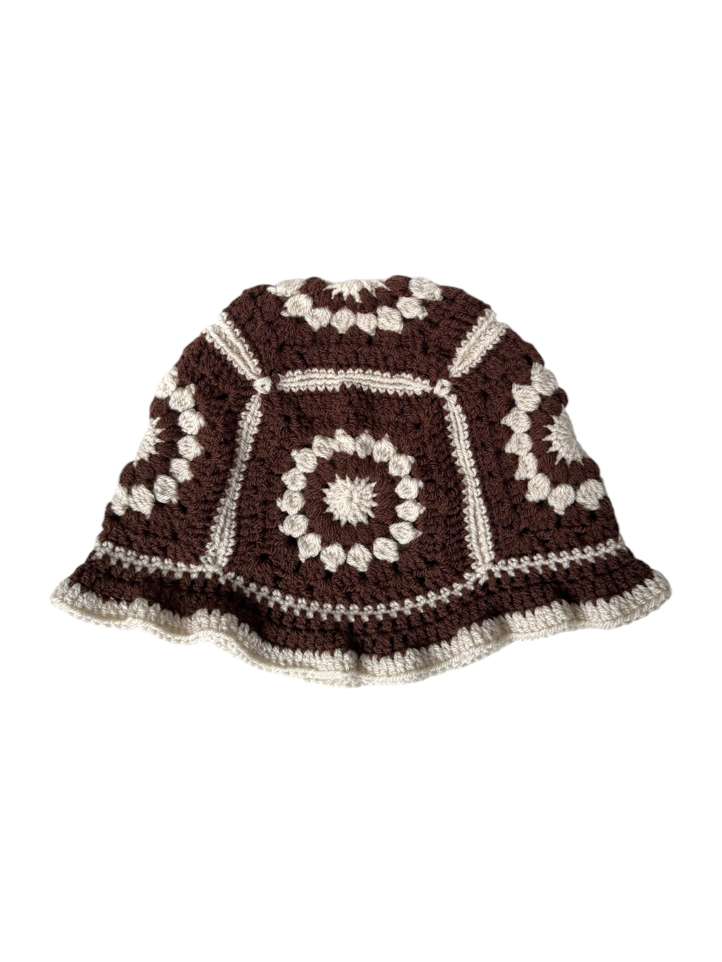 Handmade Crochet Bucket Hat - Mocha & Beige