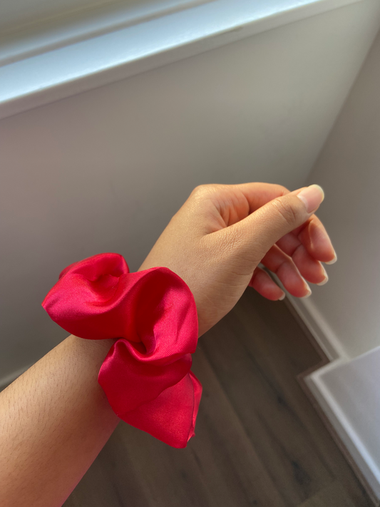 RED SATIN SCRUNCHIE