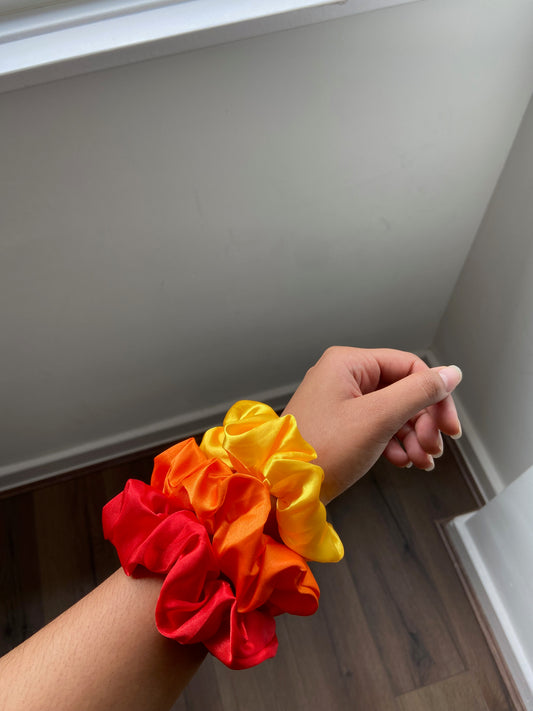 TROPICAL SATIN SCRUNCHIES - PACK OF 3